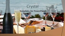  Presentation with champagne - Amazing slide deck having champagne-with-special-cheeses backdrop and a light blue colored foreground