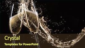  Presentation with two glasses of champagne - Beautiful PPT layouts featuring champagne with splash celebration theme backdrop and a  colored foreground