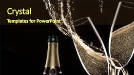  Presentation with two glasses of champagne - Audience pleasing slide deck consisting of champagne with splash celebration theme backdrop and a  colored foreground
