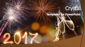  Presentation with two glasses of champagne - PPT theme having champagne with splash celebration theme background and a  colored foreground