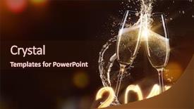  Presentation with two glasses of champagne - Audience pleasing theme consisting of champagne with splash celebration theme backdrop and a wine colored foreground