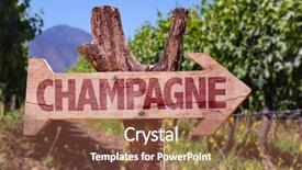  Presentation with winery - Slide set enhanced with champagne wooden sign with winery background background and a tawny brown colored foreground