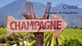  Presentation with winery - Presentation design consisting of champagne wooden sign with winery background background and a light blue colored foreground