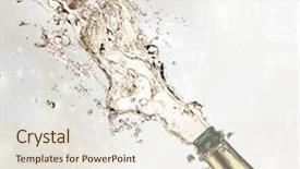  Presentation with explosion - Presentation theme featuring champaign - close-up of champagne explosion background and a  colored foreground