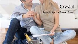  Presentation with new home sales - Slide deck enhanced with champaign celebration - couple celebrating for the purchase background and a soft green colored foreground