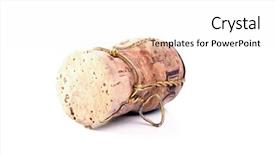  Presentation with cork - Presentation theme with champaign cork with golden metal wire over white background background and a white colored foreground