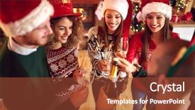  Presentation with lunar new year of the pig - Presentation theme featuring champaign for new year celebration background and a tawny brown colored foreground