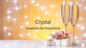  Presentation with fight two boxer boxing - Presentation design featuring celebratory - two glasses with champange gift background and a yellow colored foreground