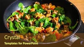  Presentation with spinach - Colorful PPT layouts enhanced with champignon-mushrooms-fried-with-spinach backdrop and a tawny brown colored foreground
