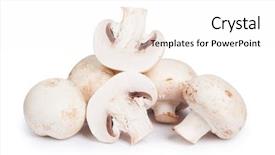  Presentation with mushrooms - Presentation design consisting of champignon mushrooms isolated on white background and a  colored foreground