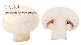  Presentation with mushrooms - Beautiful slide deck featuring colourful backrounds - champignon mushrooms on white backround backdrop and a white colored foreground