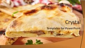  Presentation with vegetarian - Slide deck enhanced with fresh baked piece of pie background and a yellow colored foreground