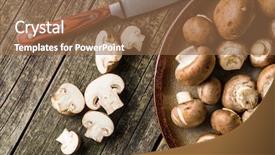  Presentation with mushrooms - Colorful slide set enhanced with fresh champignon mushrooms on old backdrop and a coral colored foreground