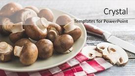  Presentation with mushrooms - Audience pleasing PPT layouts consisting of fresh champignon mushrooms on plate backdrop and a light gray colored foreground