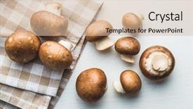  Presentation with mushrooms - PPT layouts enhanced with fresh champignon mushrooms on white background and a soft green colored foreground