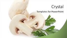  Presentation with champignon mushroom - PPT layouts with fresh champignon mushrooms on white background and a white colored foreground