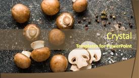  Presentation with mushrooms - Theme enhanced with fresh sliced champignon mushrooms background and a coral colored foreground