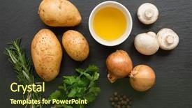  Presentation with cooking oil - Colorful PPT theme enhanced with onion champignon and potatoes coriander backdrop and a  colored foreground