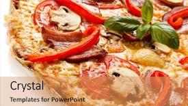  Presentation with pizza and sports - Presentation enhanced with pizza with bacon and champignon background and a  colored foreground