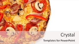  Presentation with pizza lasagna - Colorful PPT theme enhanced with pizza with bacon and champignon backdrop and a  colored foreground