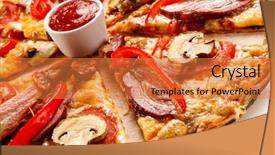  Presentation with pizza technology - Cool new theme with pizza with bacon and champignon backdrop and a  colored foreground
