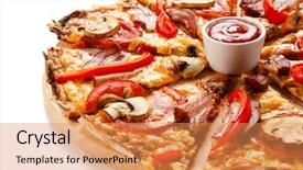  Presentation with pizza and sports - PPT layouts having pizza with bacon and champignon background and a  colored foreground