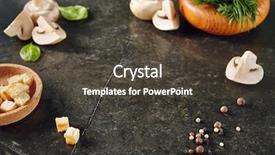  Presentation with champignon mushroom - Cool new PPT theme with herbs for recipe template backdrop and a dark gray colored foreground