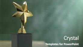  Presentation with trophy award - PPT theme consisting of champion award - trophy in front of blackboard background and a gray colored foreground