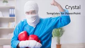  Presentation with boxer - PPT theme having champion brain - injured boxer recovering in hospital background and a light gray colored foreground