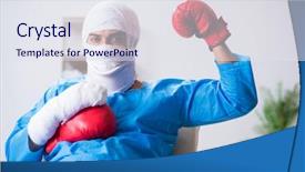  Presentation with fight two boxer boxing - Audience pleasing slides consisting of champion brain - injured boxer recovering in hospital backdrop and a sky blue colored foreground