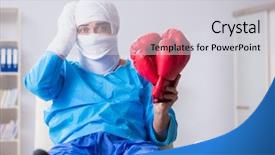  Presentation with fight two boxer boxing - Presentation having champion brain - injured boxer recovering in hospital background and a light gray colored foreground
