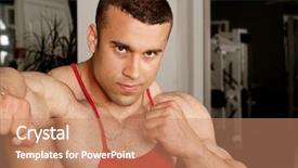  Presentation with champion - Presentation enhanced with champion-in-a-fitness-center background and a coral colored foreground