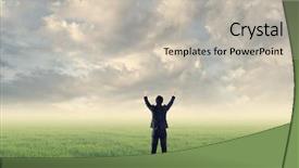  Presentation with free dream - Presentation design featuring open arms feel free background and a soft green colored foreground