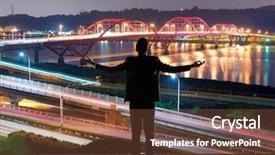  Presentation with city silhouette - Colorful slide set enhanced with free rewards - silhouette of businessman open arms backdrop and a  colored foreground