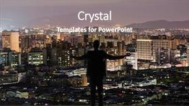  Presentation with city silhouette - Cool new presentation with free rewards - silhouette of businessman open arms backdrop and a  colored foreground