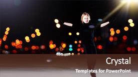  Presentation with figure skating - PPT theme enhanced with spinning skater - young boy figure skating background and a tawny brown colored foreground