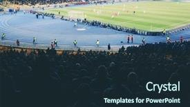 Presentation with football stadium - Audience pleasing slides consisting of champions league - fans watching football game backdrop and a wine colored foreground