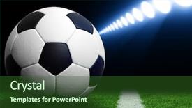  Presentation with stadium - PPT theme enhanced with champions league - soccer ball on green stadium background and a forest green colored foreground