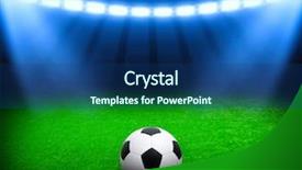  Presentation with stadium - PPT theme with champions league - soccer ball on green stadium background and a ocean colored foreground
