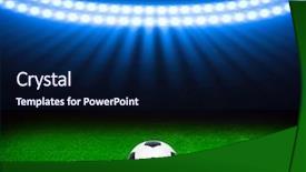  Presentation with stadium - PPT theme having champions league - soccer ball on green stadium background and a navy blue colored foreground