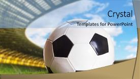  Presentation with champions league - Audience pleasing PPT layouts consisting of champions league - soccer ball on the green backdrop and a light blue colored foreground