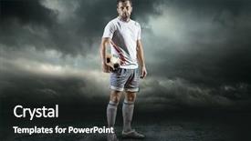  Presentation with champions league - Amazing presentation having champions league - soccer player with ball outdoors backdrop and a dark gray colored foreground