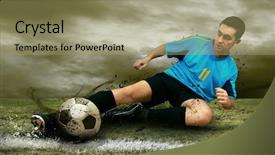  Presentation with champions league - Presentation having champions league - soccer players on the field background and a coral colored foreground