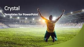  Presentation with media - Beautiful PPT theme featuring championship - he is the champ mixed backdrop and a dark gray colored foreground