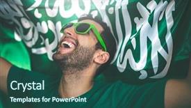  Presentation with saudi arabia - Slide set featuring championship - saudi arabia fan celebrating background and a ocean colored foreground