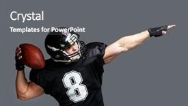  Presentation with american football - Cool new PPT theme with championship jerseys - american football player with ball backdrop and a gray colored foreground