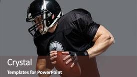  Presentation with american football - PPT theme consisting of championship jerseys - american football player with ball background and a tawny brown colored foreground