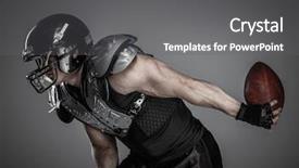  Presentation with american football and helmet on field - Beautiful PPT layouts featuring championship jerseys - american football player with ball backdrop and a gray colored foreground