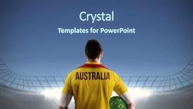  Presentation with football blue - PPT theme consisting of championship jerseys - australia football player holding ball background and a  colored foreground