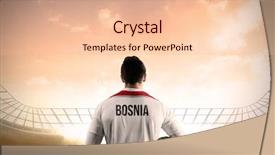  Presentation with football blue - Colorful PPT theme enhanced with championship jerseys - bosnia football player holding ball backdrop and a  colored foreground